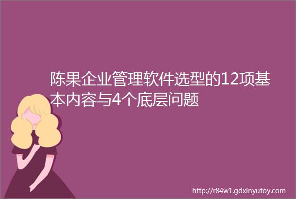 陈果企业管理软件选型的12项基本内容与4个底层问题