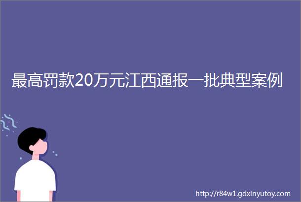 最高罚款20万元江西通报一批典型案例